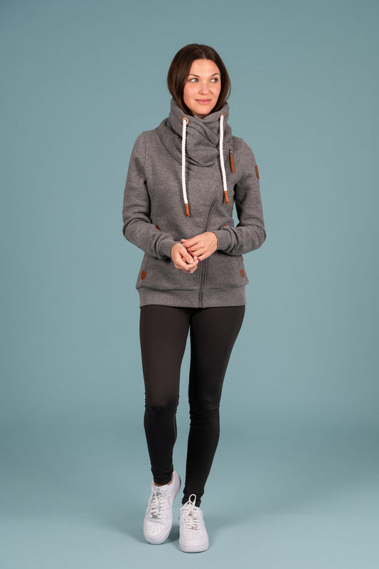 Hestia Dark Heather Grey Full-Zip Sweatshirt